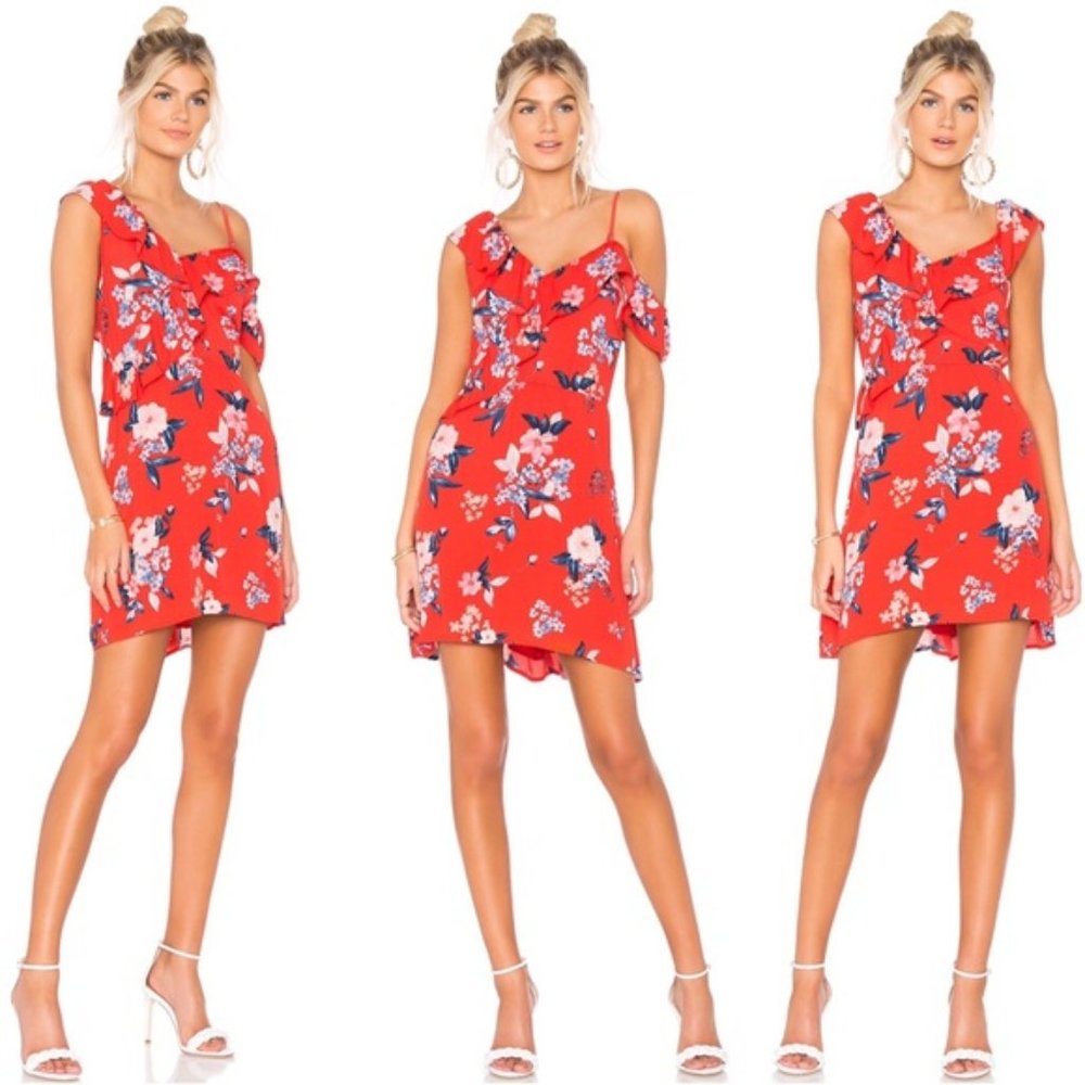 cupcakes & cashmere REVOLVE Cordetta Floral Ruffle Mini Dress in Poppy Red